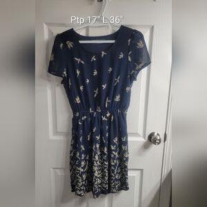 #463 Paper Plane Blue Dove Bird Dress sz S / M